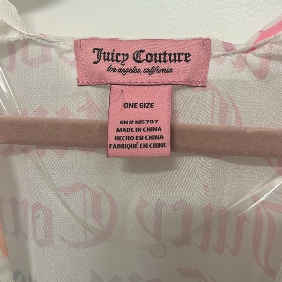NWOT Juicy Couture Logo Pastel Pink Sheer Flowy Silky Kimono Beach Coverup - Picture 5 of 11